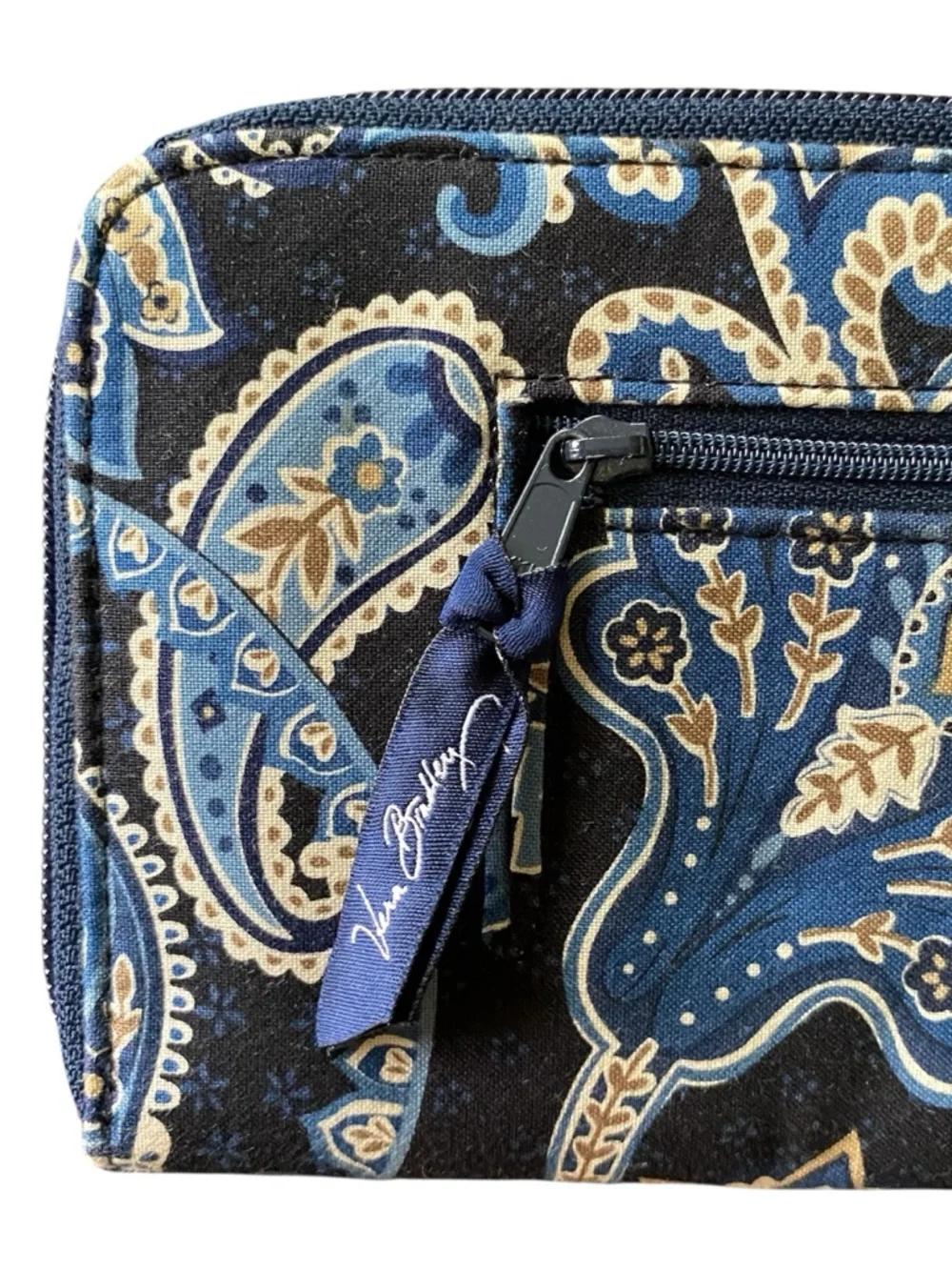 Vera Bradley Windsor Navy Paisley Zip Wallet Organizer NOS Vintage Retired 2006 - Picture 2 of 8